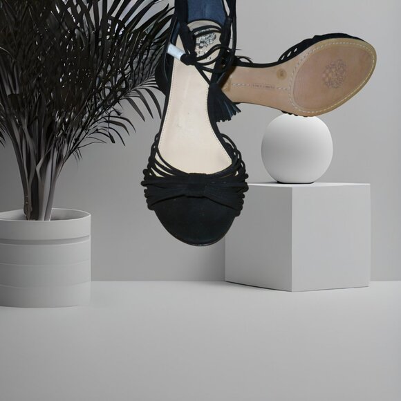 Vince Camuto “Stellima” Black Suede String Stiletto Sandals New | Ankle Ties| 10 - Picture 4 of 5